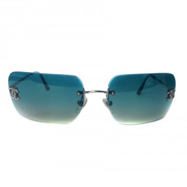 Double smoked green glass C rhinestone CHANEL sunglasses
