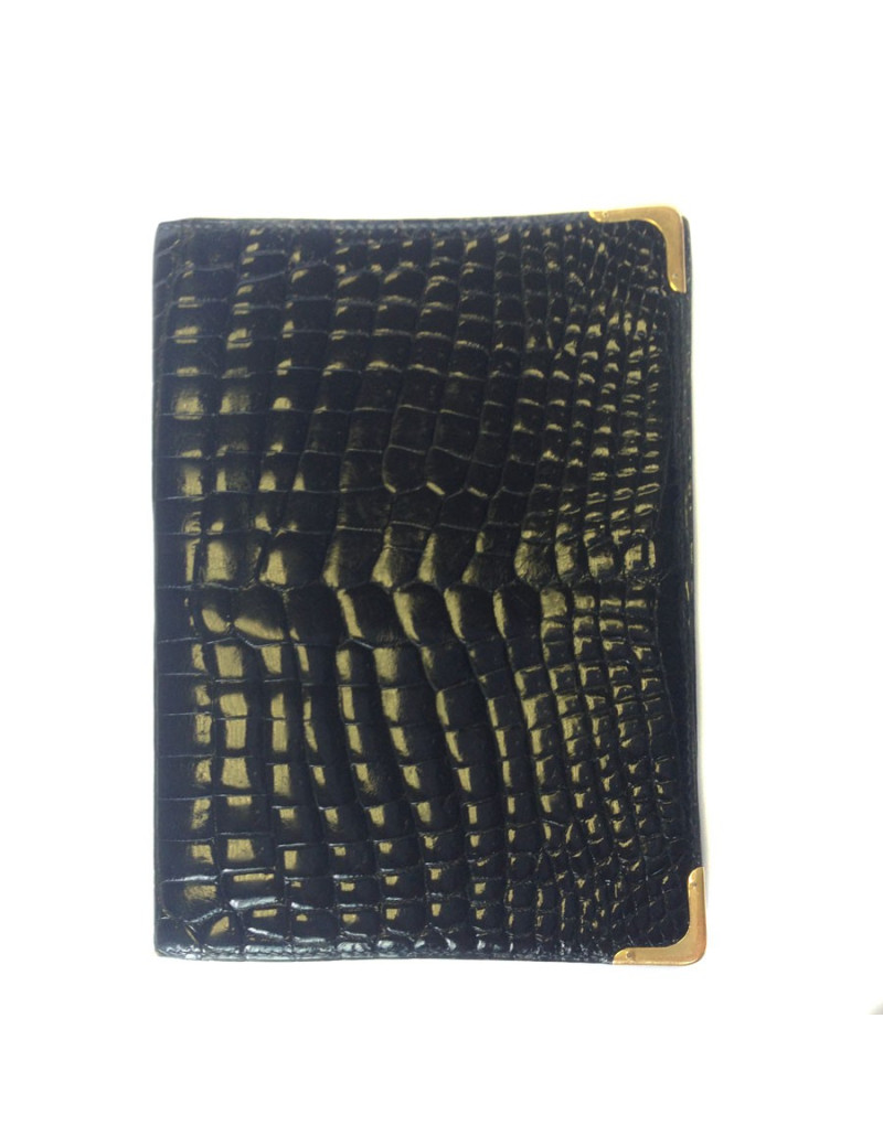 portefeuille MORABITO crocodile noir et bords en or 18 carats