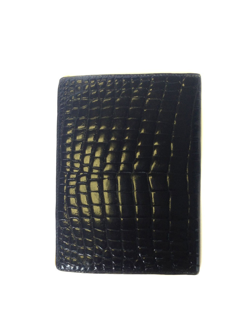 portefeuille MORABITO crocodile noir et bords en or 18 carats