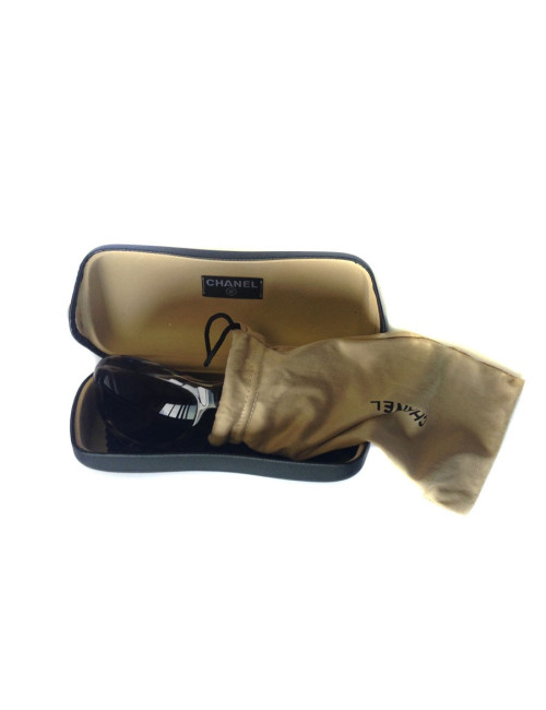 Lunettes de soleil CHANEL façon bois et branches cuir matelassé 