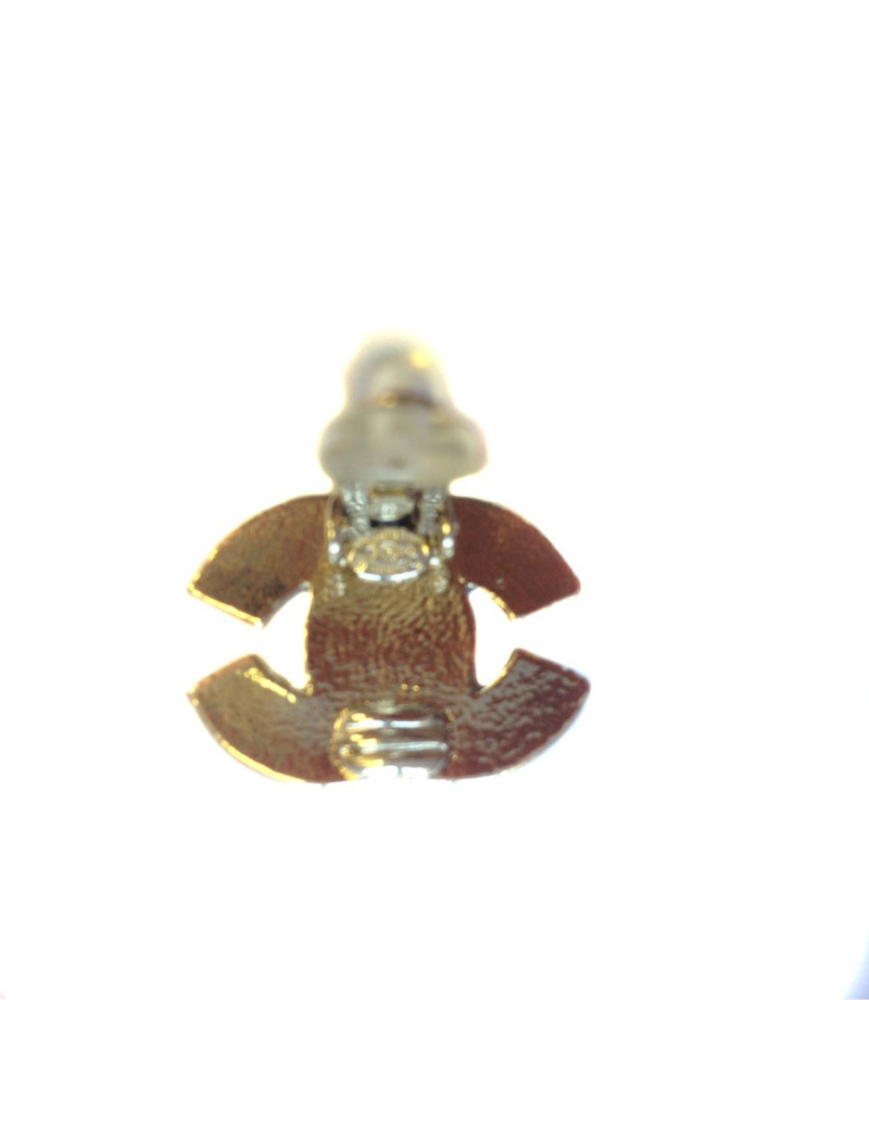Clips d'oreille CHANEL CC en strass rose