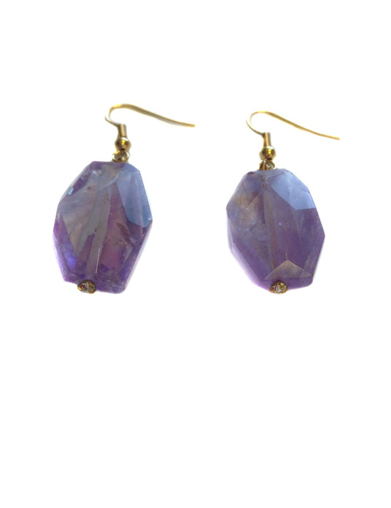 Clous d'oreille  MARGUERITE DE VALOIS  améthyste clair