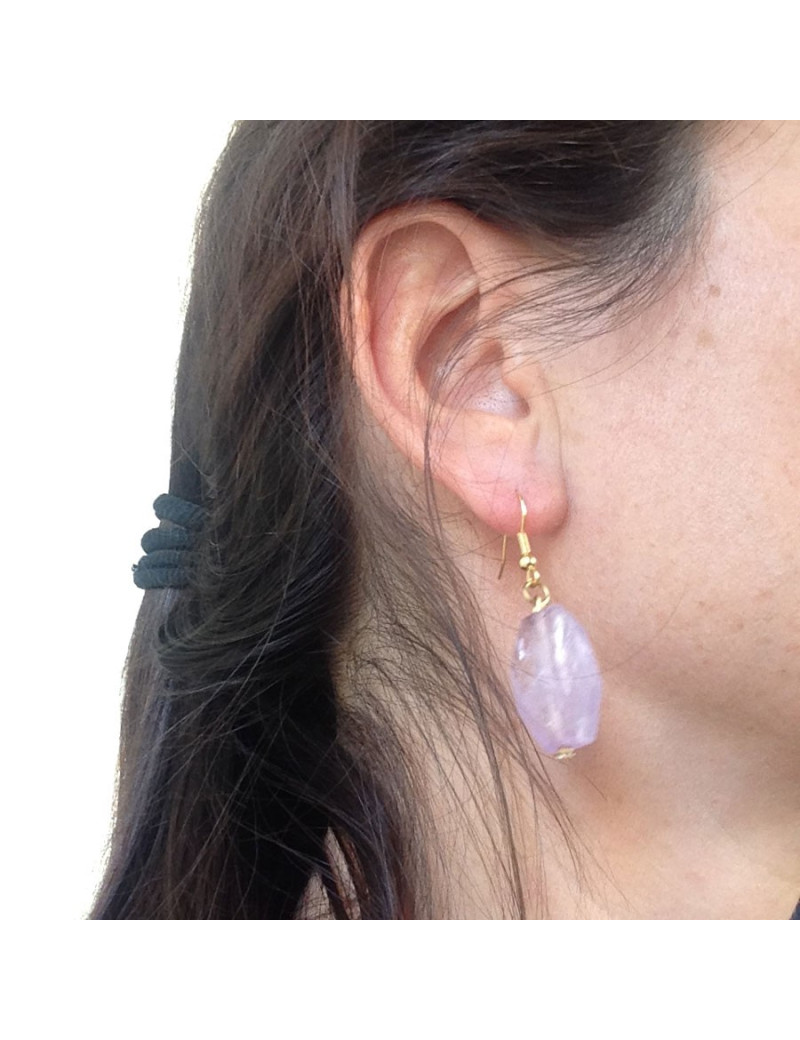 Clous d'oreille  MARGUERITE DE VALOIS  améthyste clair