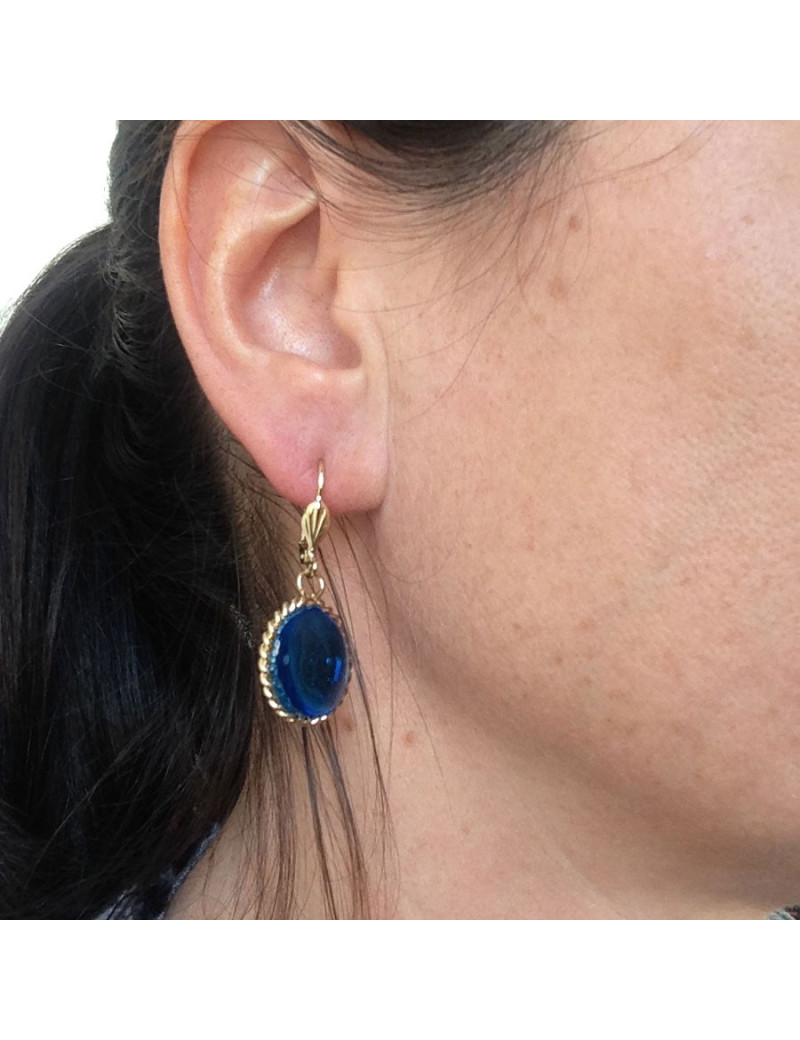 Clous d'oreille MARGUERITE DE VALOIS  bleu saphir