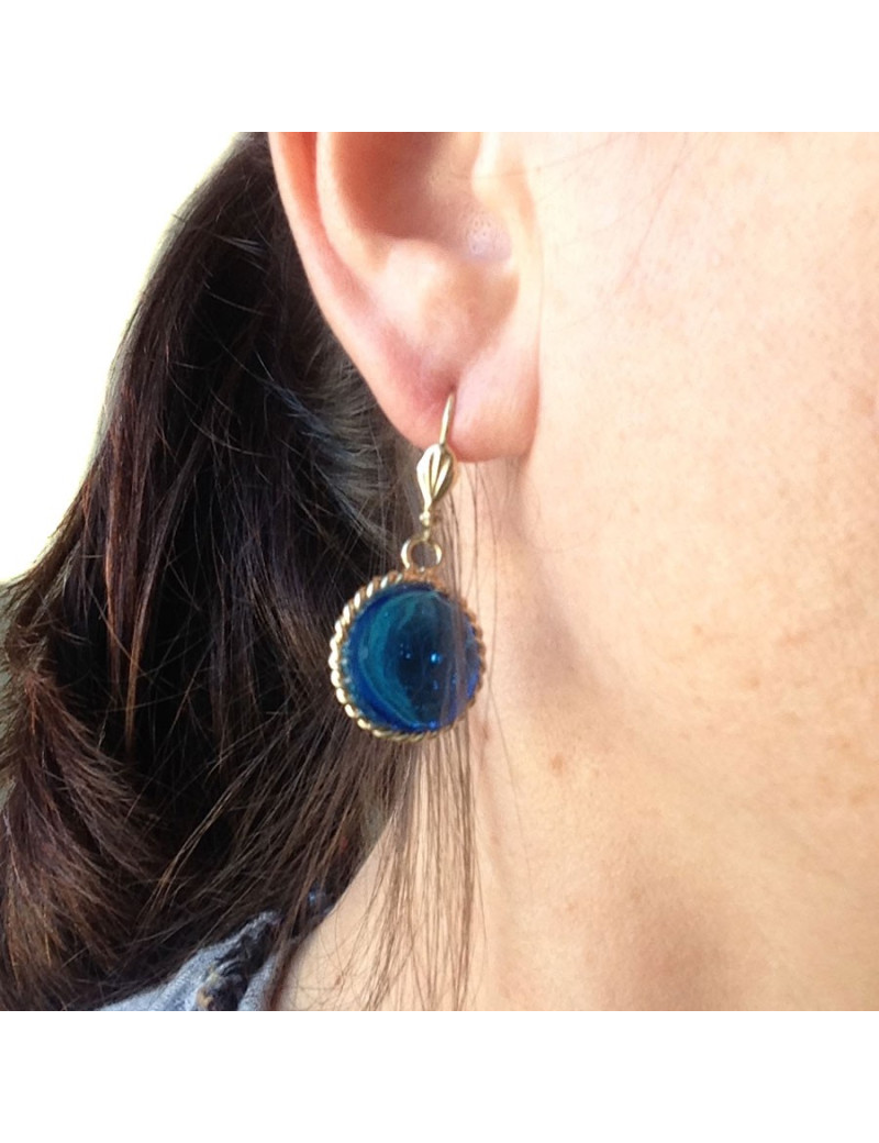 Clous d'oreille MARGUERITE DE VALOIS  bleu saphir