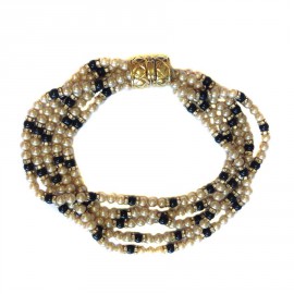 Crew neck collar VOGUE multi rows of pearls and rhinestones swarovski jewelry