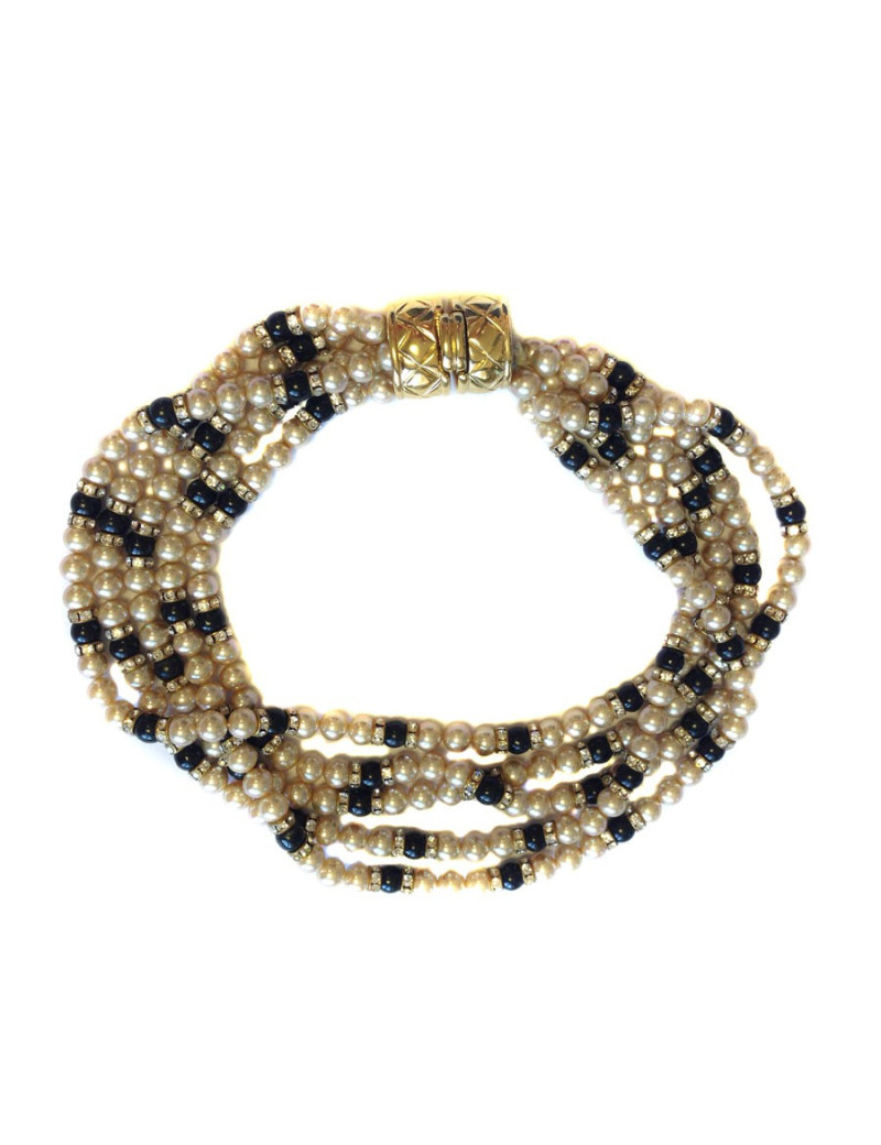 Collier ras du cou VOGUE BIJOUX multi rangs de perles et strass swarovski