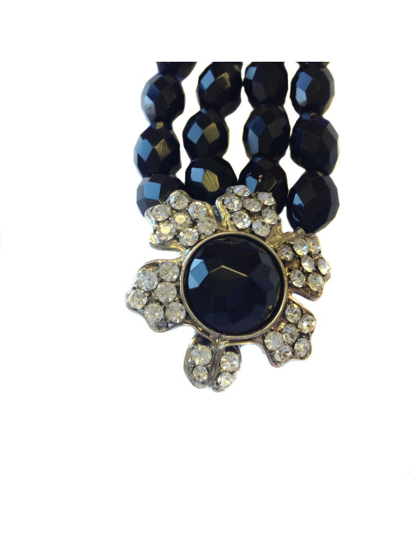 Bracelet à perles noires facettées 