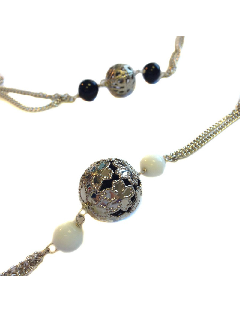 Sautoir MARGUERITE DE VALOIS, chaîne argentée, 