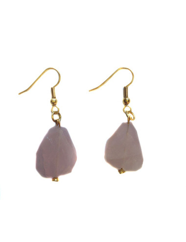 Clous d'oreille Marguerite de Valois en quartz rose