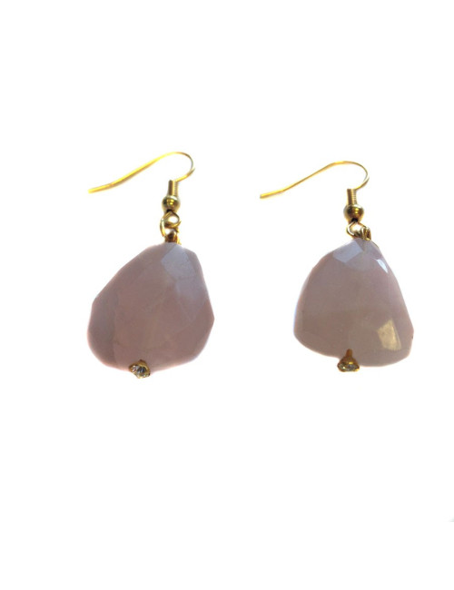 Clous d'oreille Marguerite de Valois en quartz rose