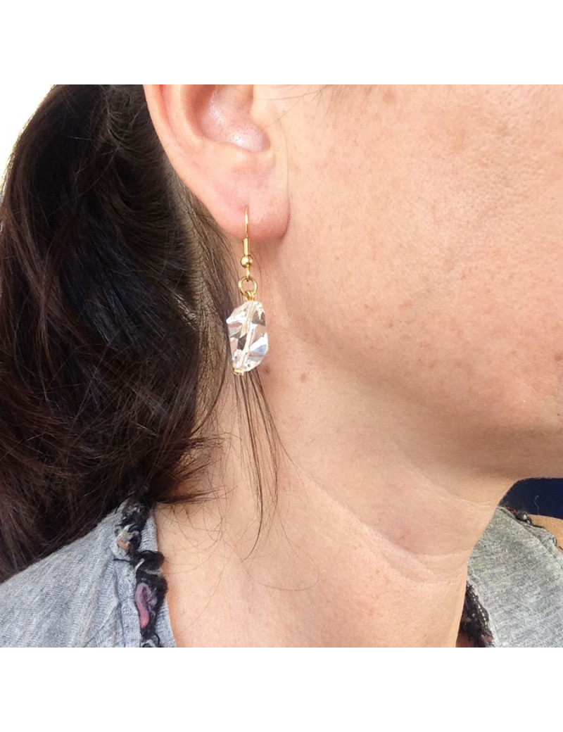 Clous d'oreille MARGUERITE DE VALOIS  en cristal Swarovski transparent