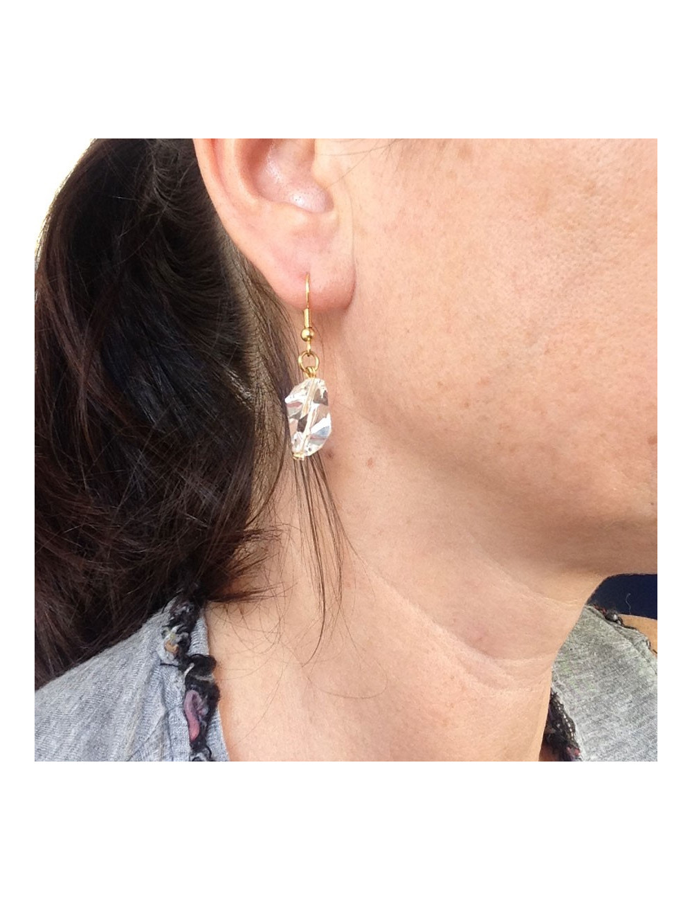 Clous d'oreille  MARGUERITE DE VALOIS  en cristal Swarovski transparent