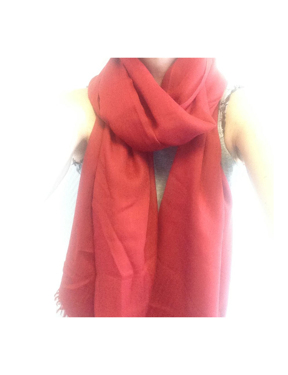 Grand châle HERMES brique en cachemire et laine