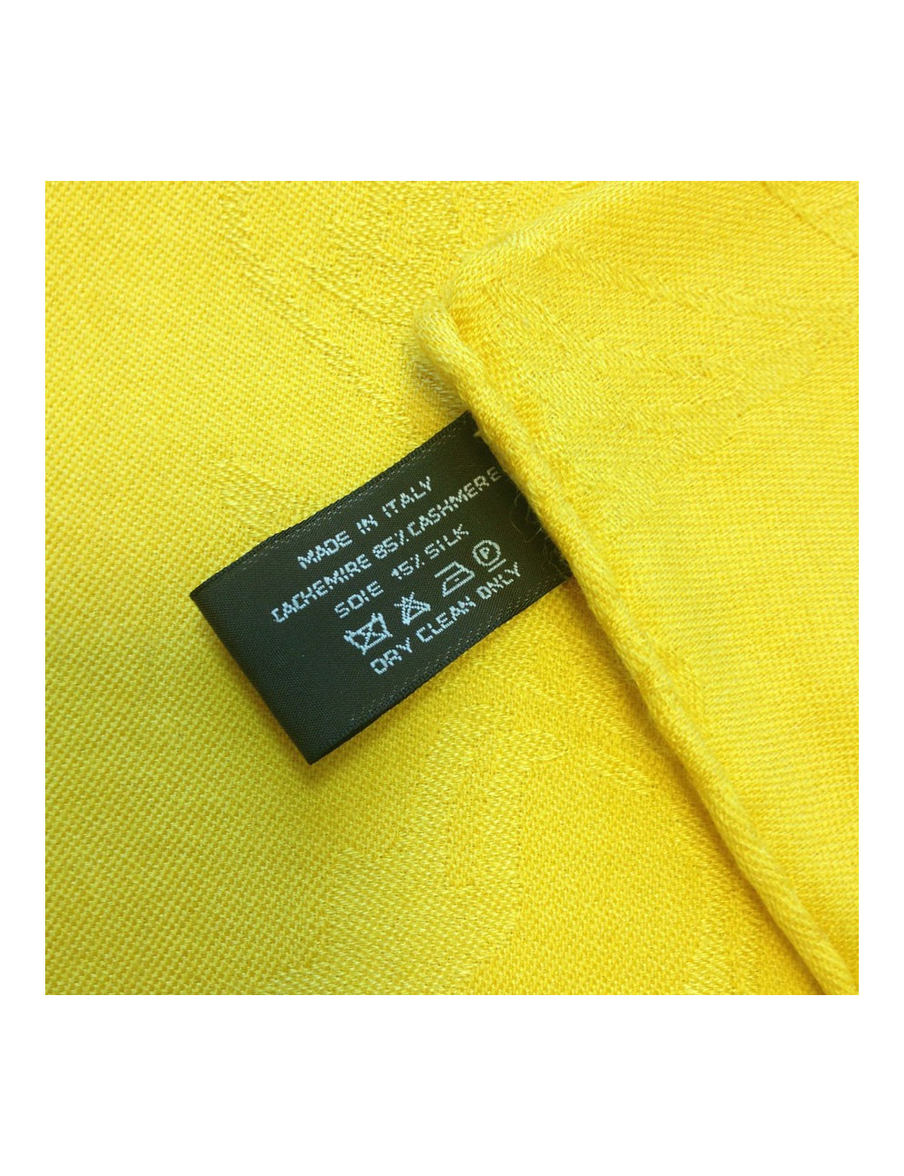 Longue étole HERMES jaune cachemire et soie