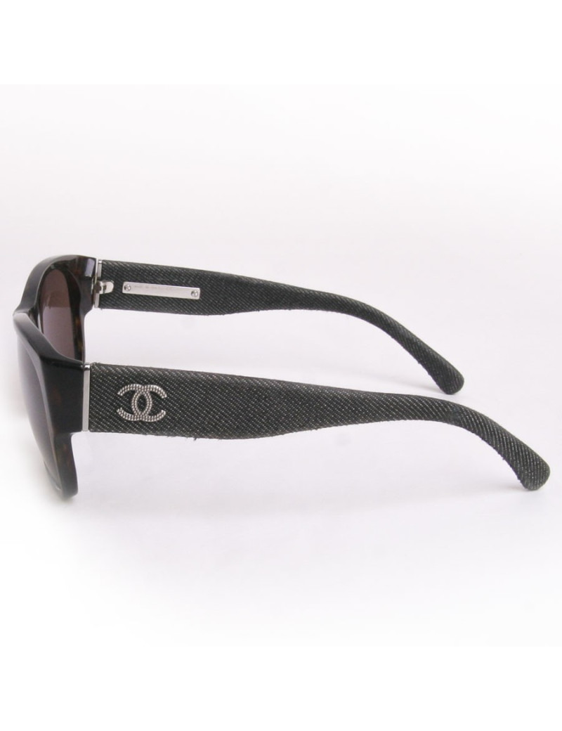 Lunettes de soleil CHANEL branches tissu jean's gris