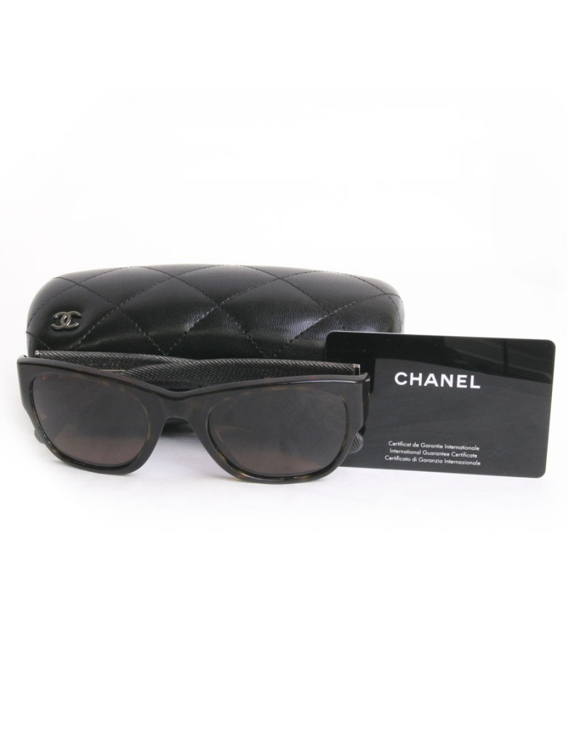 Lunettes de soleil CHANEL branches tissu jean's gris