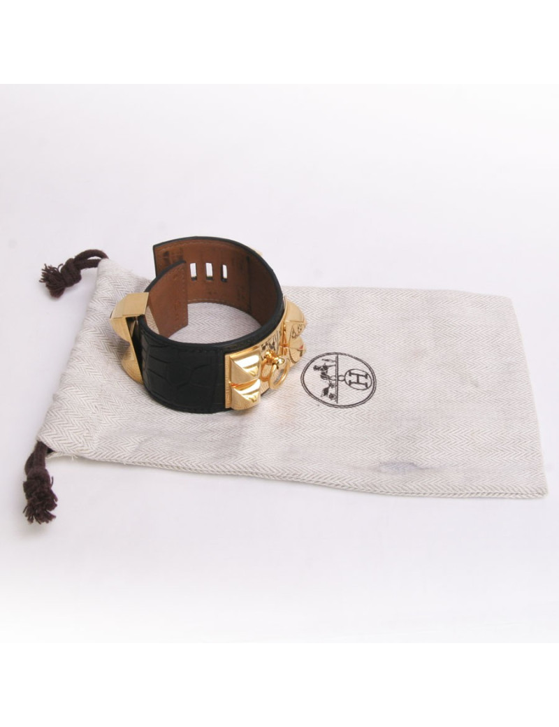 Manchette HERMES crocodile noir