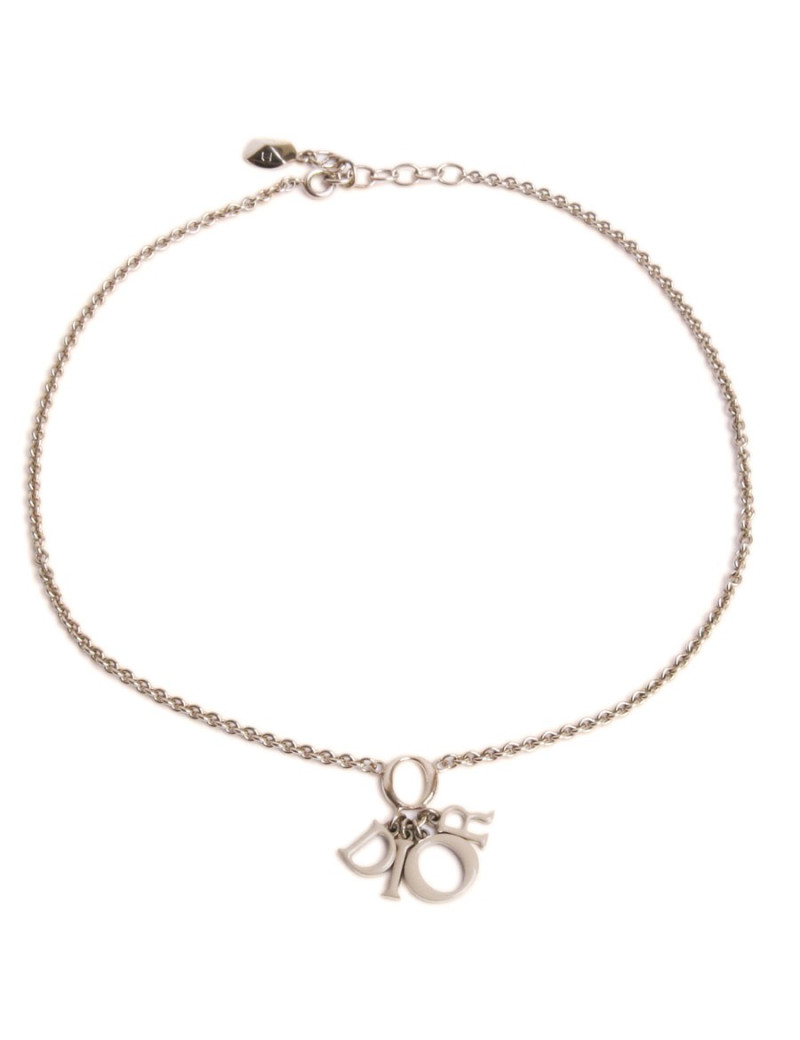 Collier CHRISTIAN DIOR en métal doré et émaillé beige