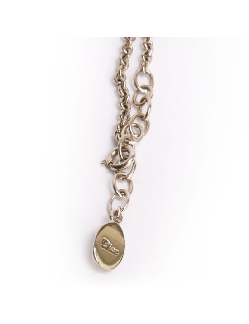 Collier CHRISTIAN DIOR en métal doré et émaillé beige