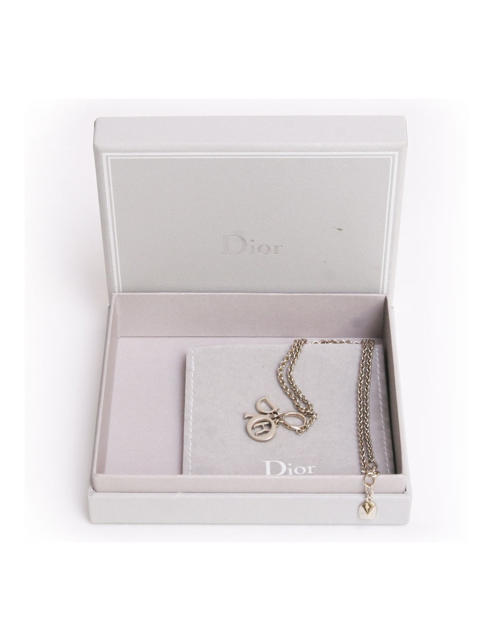 Collier CHRISTIAN DIOR en métal doré et émaillé beige