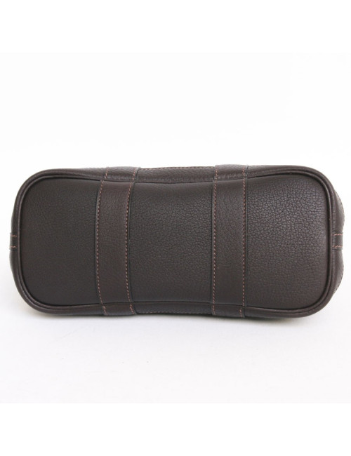 Sac "gardenparty"HERMES mini toile et cuir marron