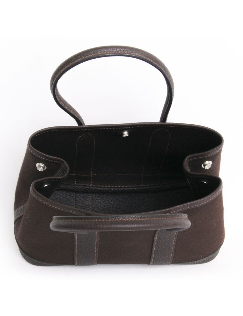 Sac "garden party" HERMES toile et cuir marron
