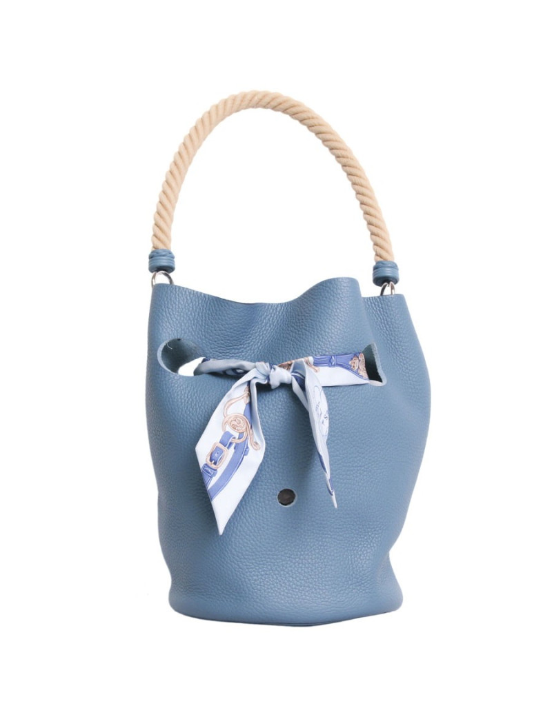 Sac  seau HERMES veau taurillon clémence bleu 