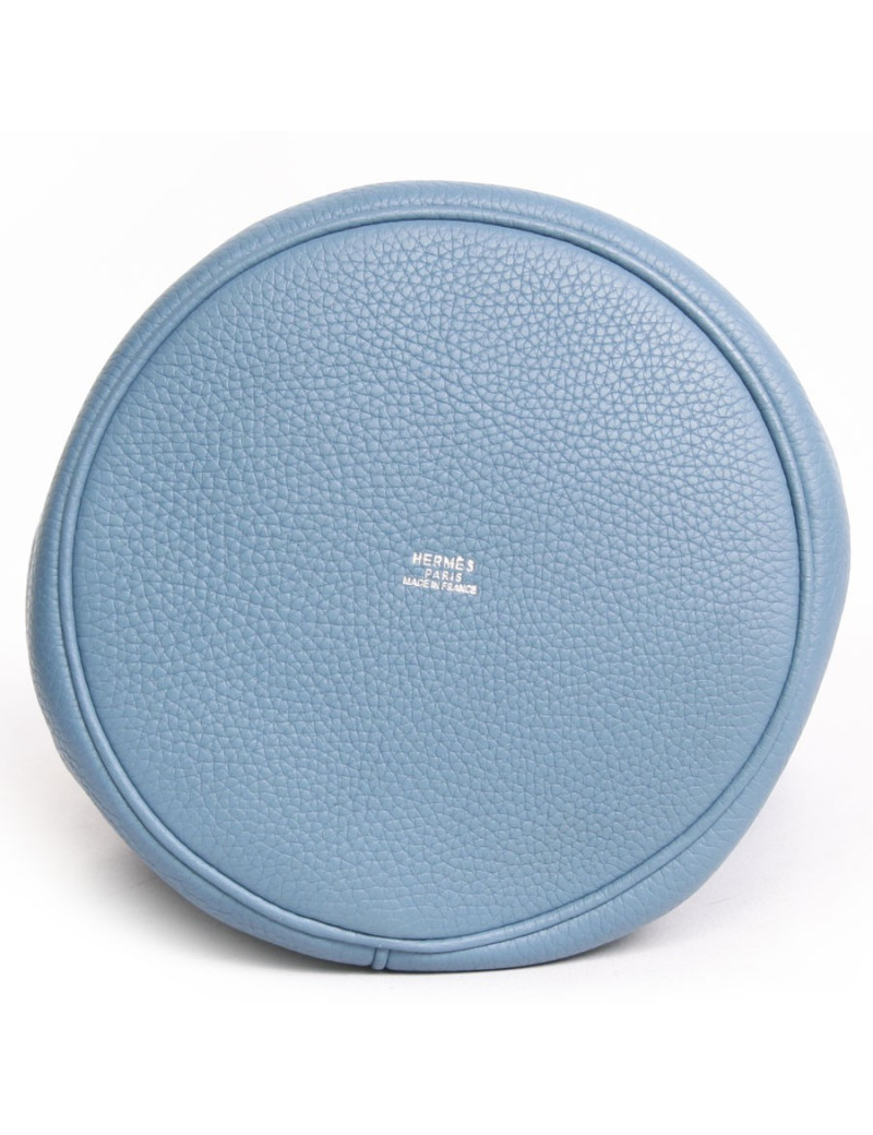Sac  seau HERMES veau taurillon clémence bleu 