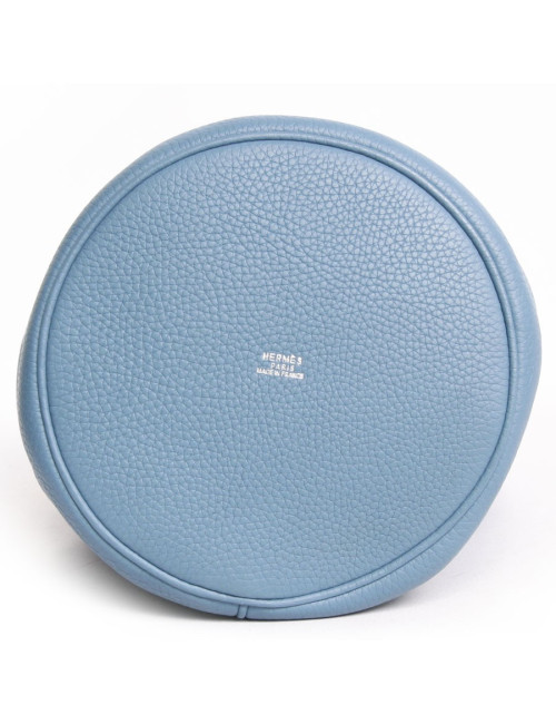 Sac  seau HERMES veau taurillon clémence bleu 