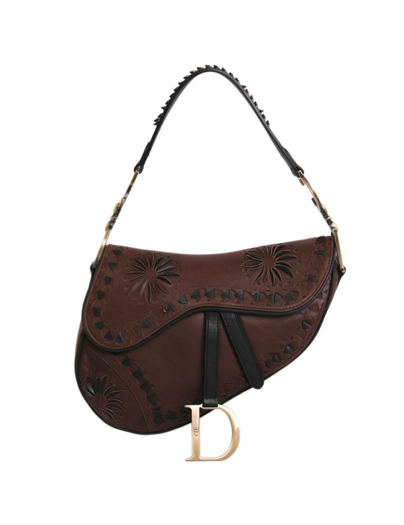 Sac "selle" CHRISTIAN DIOR cuir cognac numéroté
