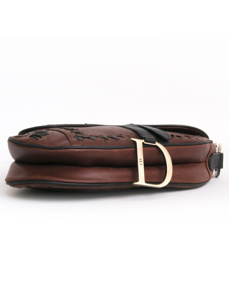 Sac "selle" CHRISTIAN DIOR cuir cognac numéroté