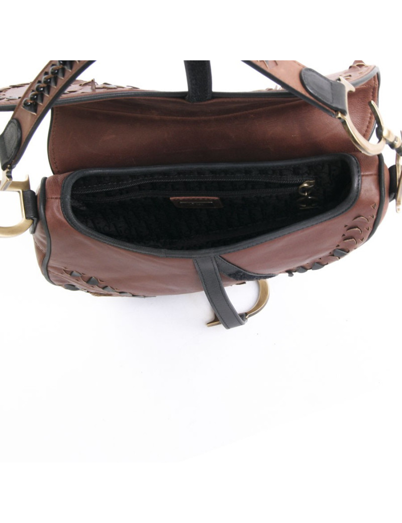 Sac "selle" CHRISTIAN DIOR cuir cognac numéroté