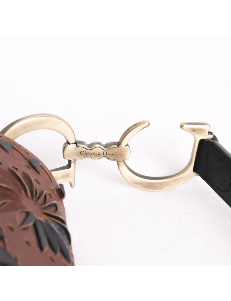 Sac "selle" CHRISTIAN DIOR cuir cognac numéroté