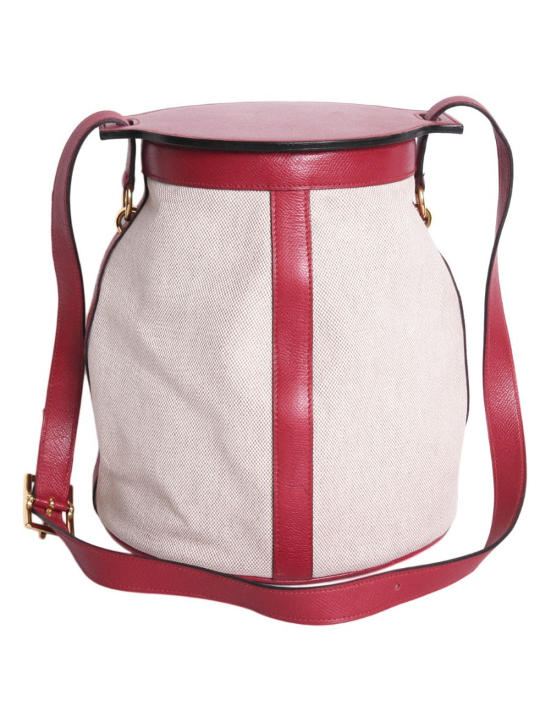 Sac "Tambour" HERMES cuir grainé rouge