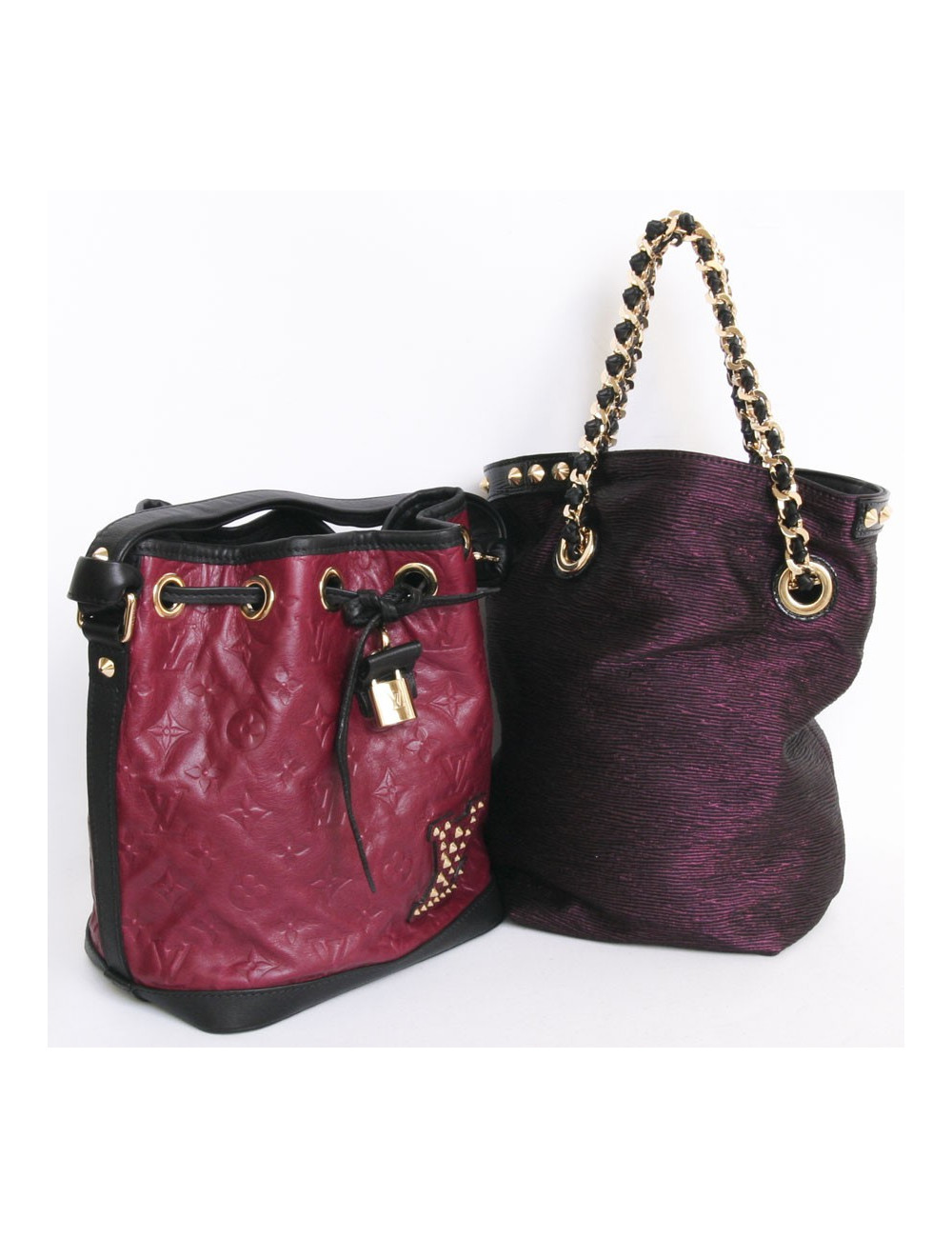 Sac "Néo Noé" LOUIS VUITTON cuir embossé monogram framboise