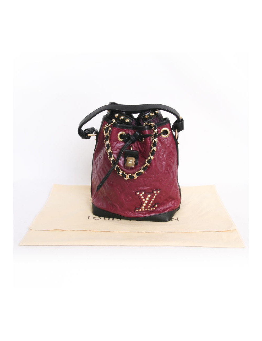 Sac "Néo Noé" LOUIS VUITTON cuir embossé monogram framboise