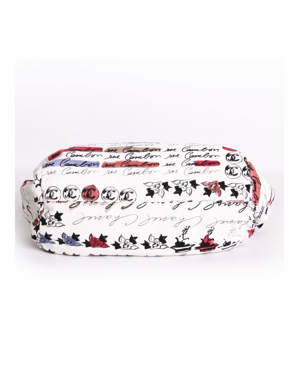 Sac CHANEL en velours blanc imprimés camélias 