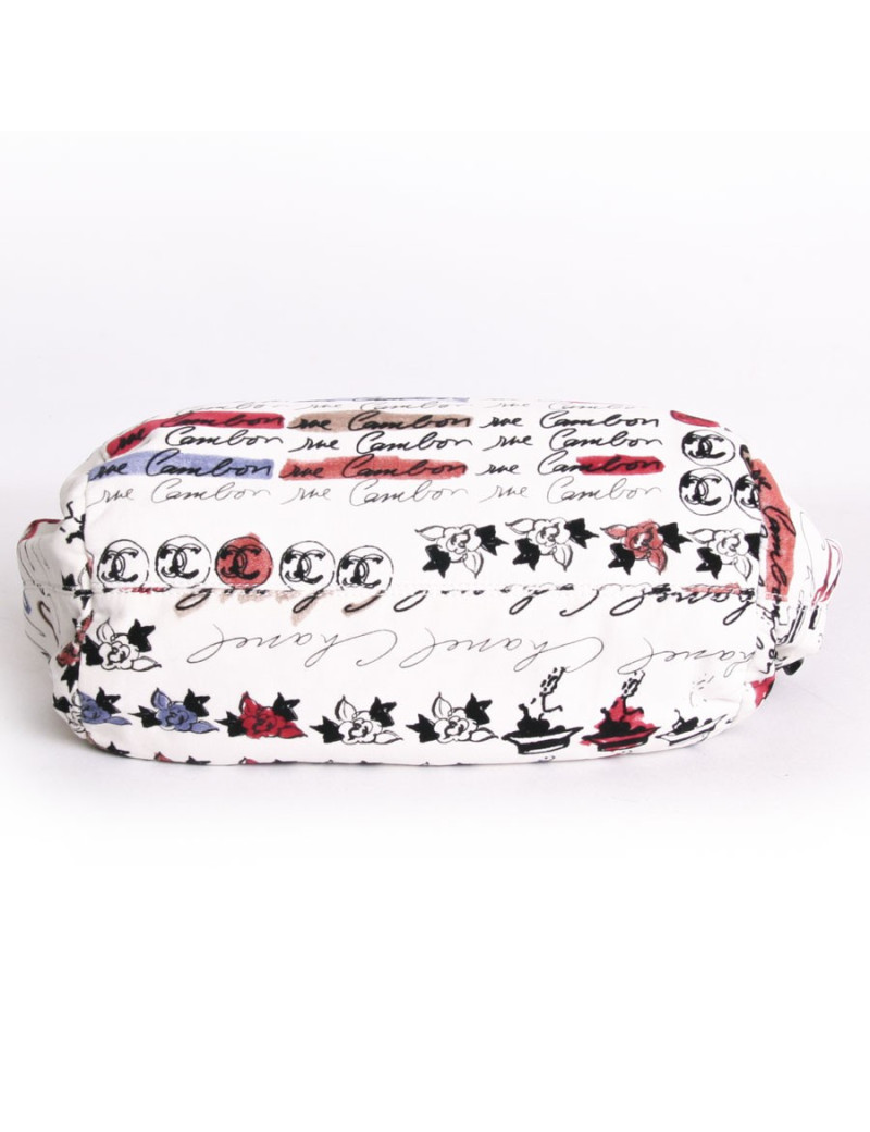 Sac CHANEL en velours blanc imprimés camélias 