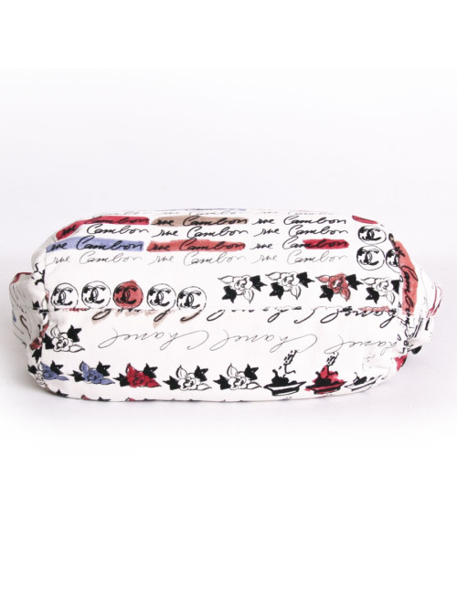 Sac CHANEL en velours blanc imprimés camélias 