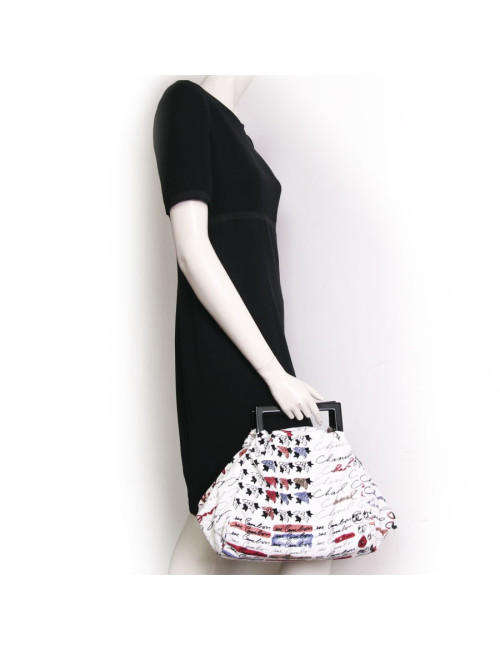 Sac CHANEL en velours blanc imprimés camélias 