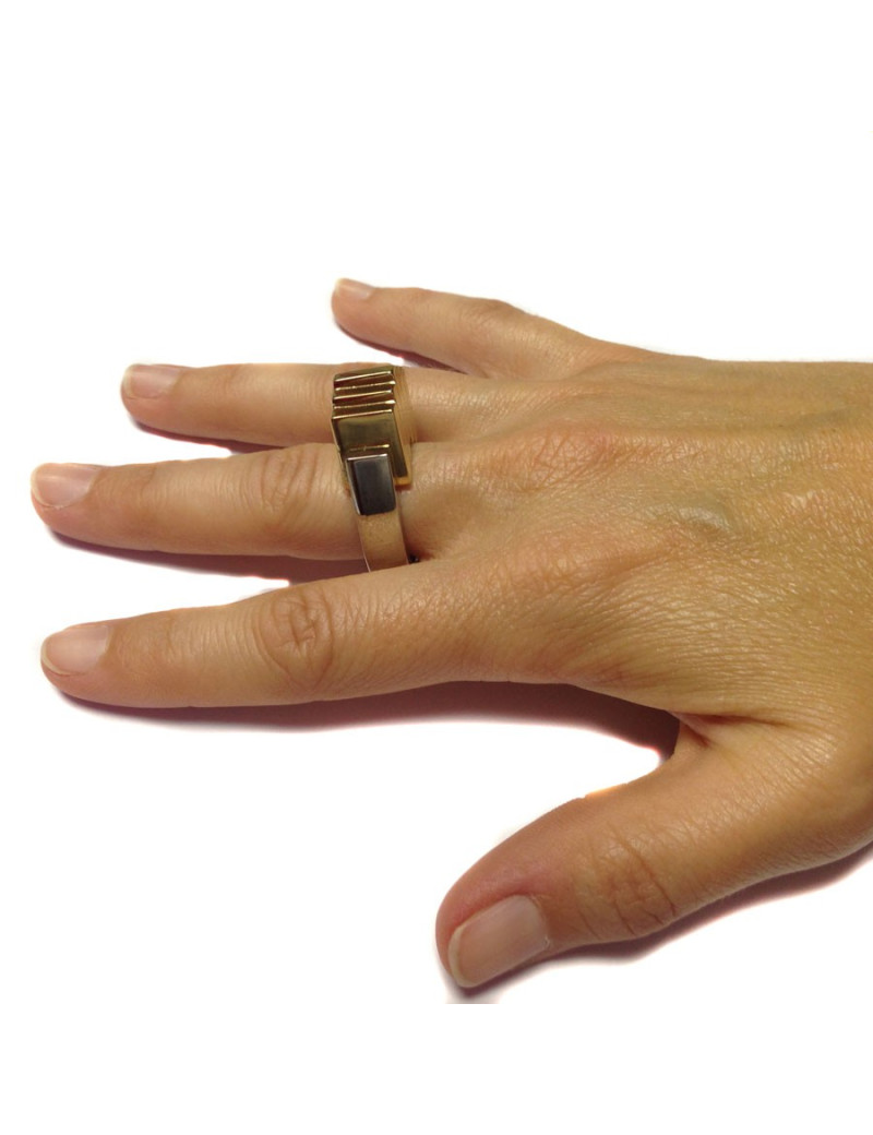 Bague BALENCIAGA T 55 Acier palladium et doré 