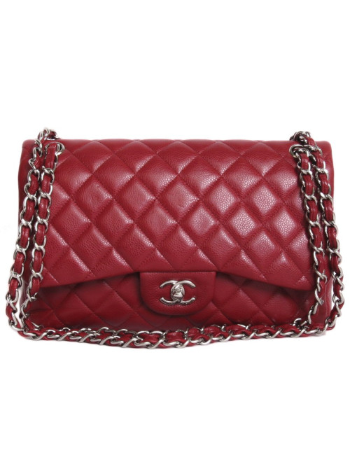 Sac Jumbo CHANEL cuir caviar rouge