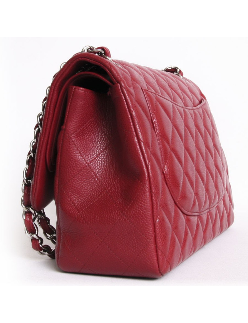 Sac Jumbo CHANEL cuir caviar rouge