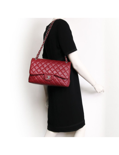 Sac Jumbo CHANEL cuir caviar rouge
