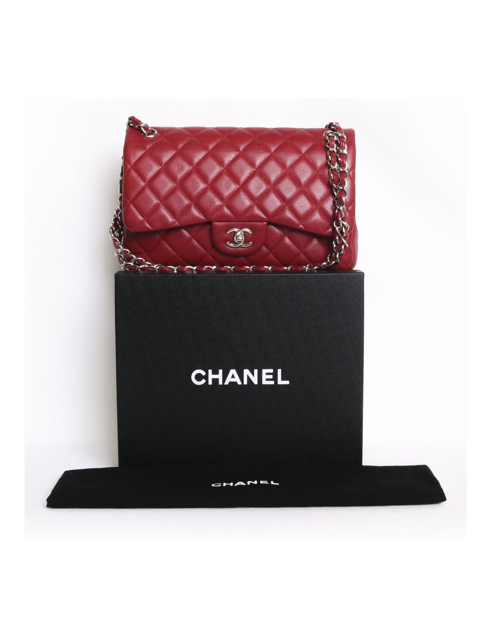 Sac Jumbo CHANEL cuir caviar rouge