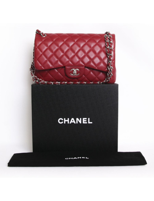 Sac Jumbo CHANEL cuir caviar rouge