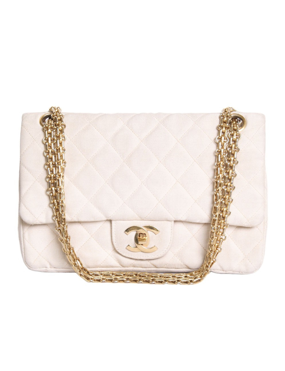 Sac timeless CHANEL en toile écru vintage