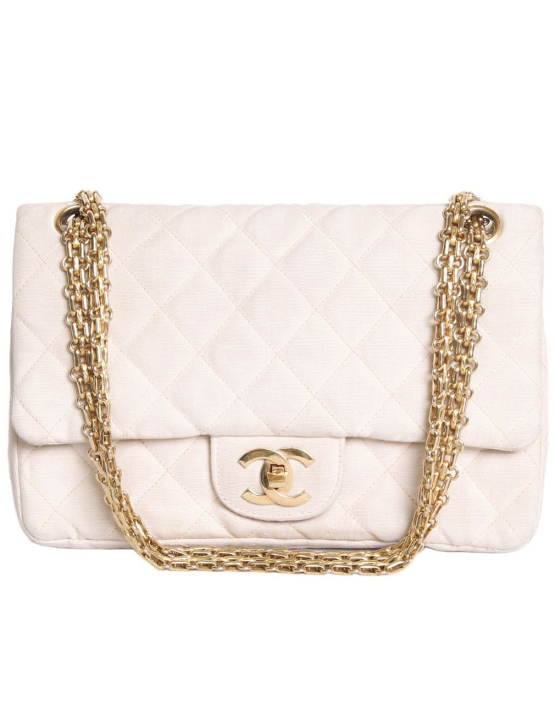 Sac timeless CHANEL en toile écru vintage