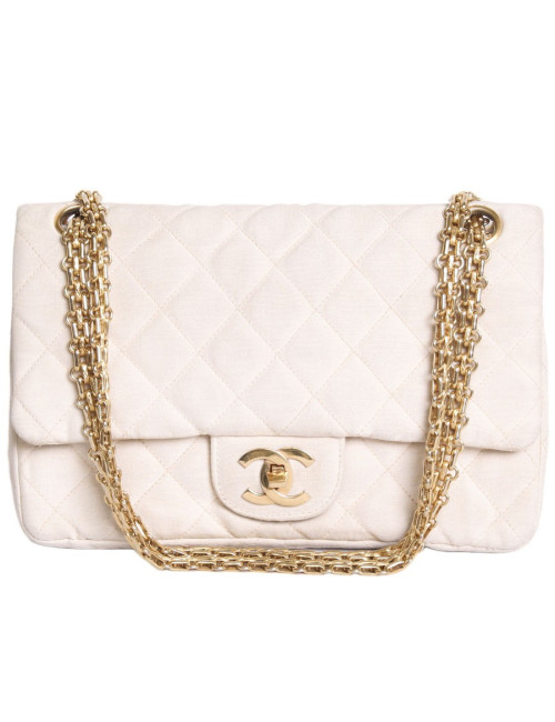 Sac timeless CHANEL en toile écru vintage